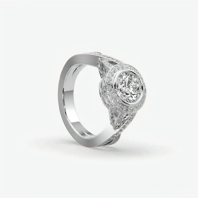 Bezel-Set Diamond Crossover Ring Bezel-Set Diamond Crossover Ring