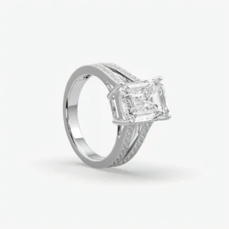 Custom East-West Emerald-Cut Engagement Ring