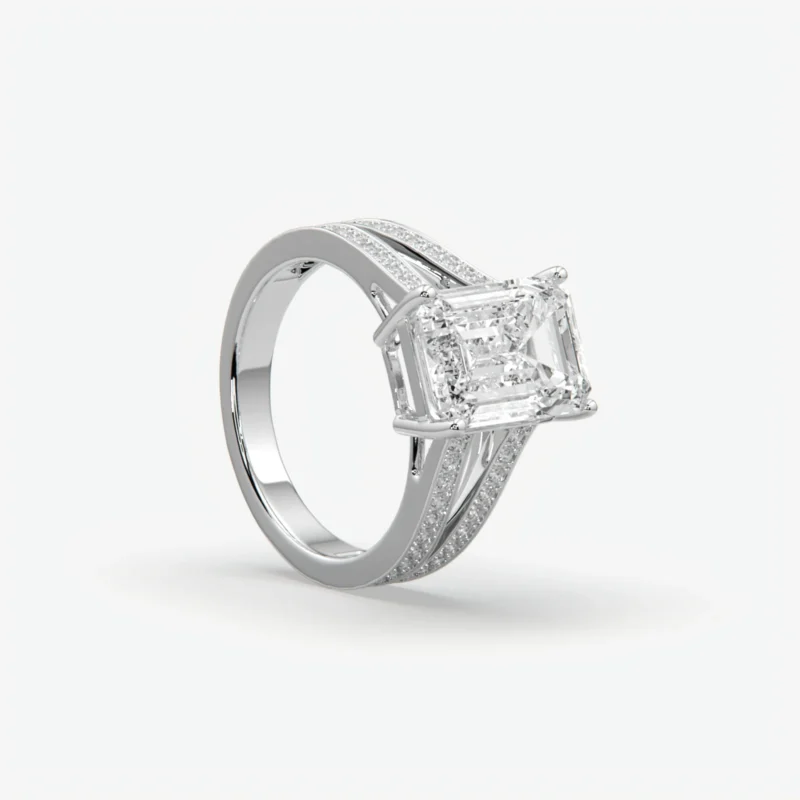 Custom East-West Emerald-Cut Engagement Ring Custom East-West Emerald-Cut Engagement Ring