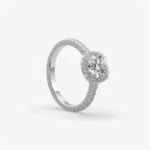 Custom Round Diamond Cushion Halo Engagement Ring
