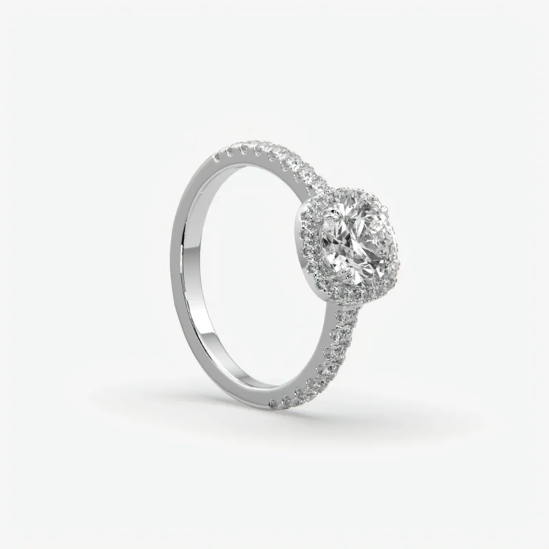 Custom Round Diamond Cushion Halo Engagement Ring Custom Round Diamond Cushion Halo Engagement Ring