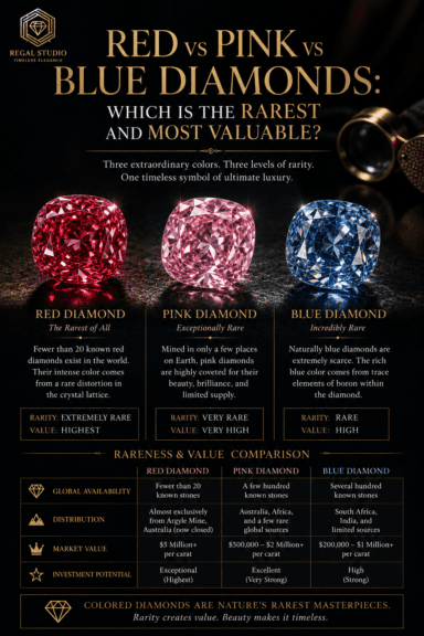 Red vs Pink vs Blue Diamonds: Which Is the Rarest and Most Valuable?
