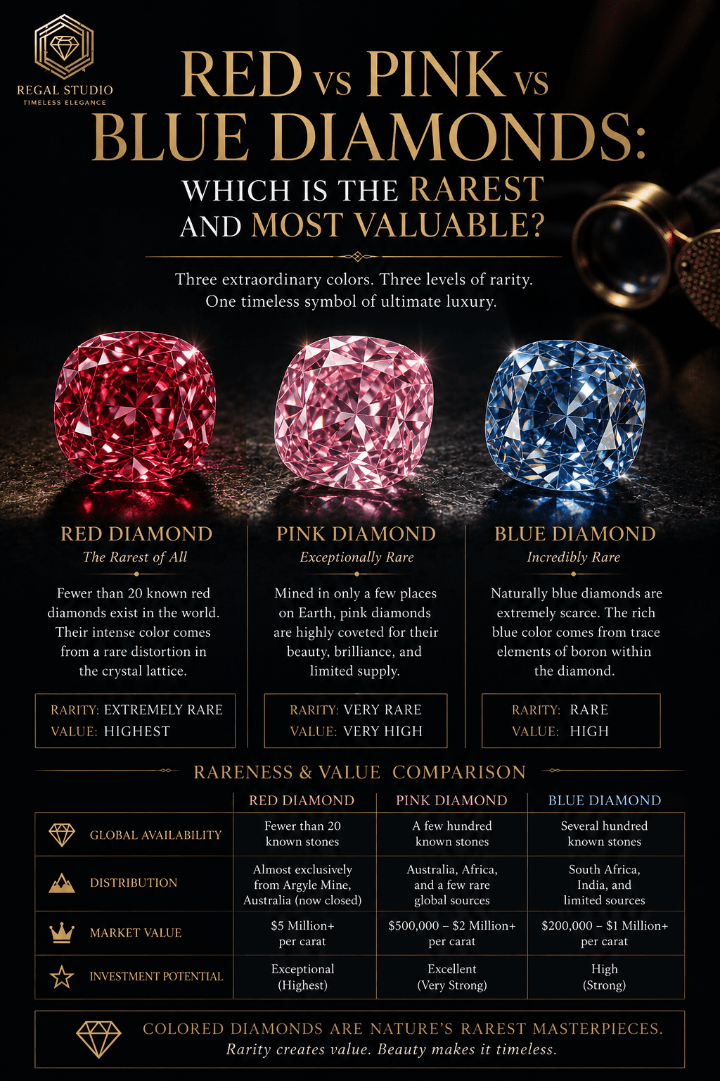 Red vs Pink vs Blue Diamonds: Which Is the Rarest and Most Valuable?