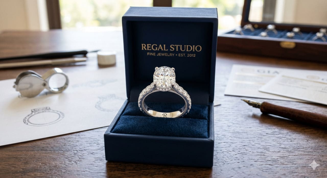 Custom Jewelry Milton clients commission from Regal Studio, designed and handcrafted by Mack, GIA Certified master jeweler in Buckhead Atlanta