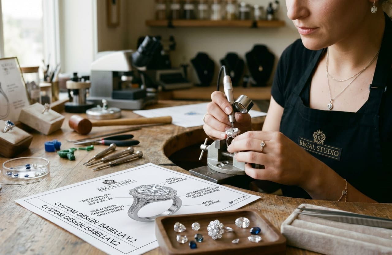 Custom Jewelry Roswell clients commission from Regal Studio, designed and handcrafted by Mack, GIA Certified master jeweler in Buckhead Atlanta