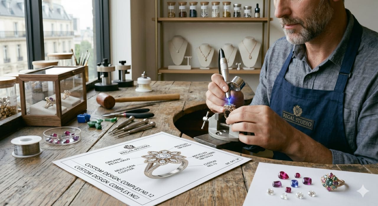 Custom Jewelry Johns Creek clients commission from Regal Studio, designed and handcrafted by Mack, GIA Certified master jeweler in Buckhead Atlanta