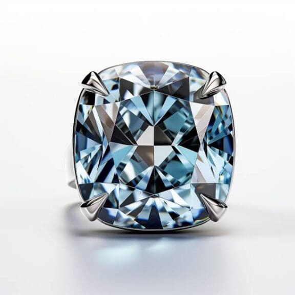 Close-up of the Wittelsbach-Graff Diamond, the centuries-old royal blue diamond known for its deep color, historic legacy, and exceptional brilliance.