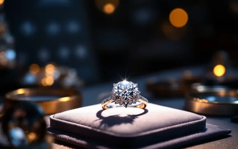 Diamond ring on velvet